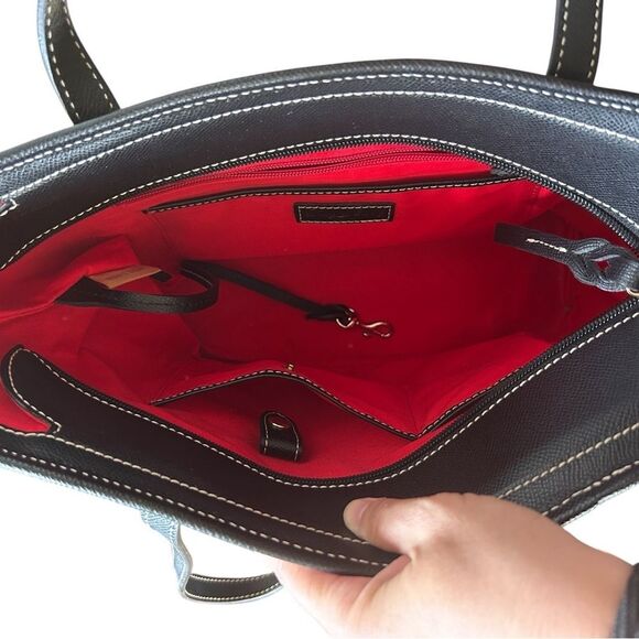 VINTAGE  Y2K DOONEY  & BOURKE BLACK LEATHER LARGE SHOULDER TOTE LOCK - Picture 8 of 11